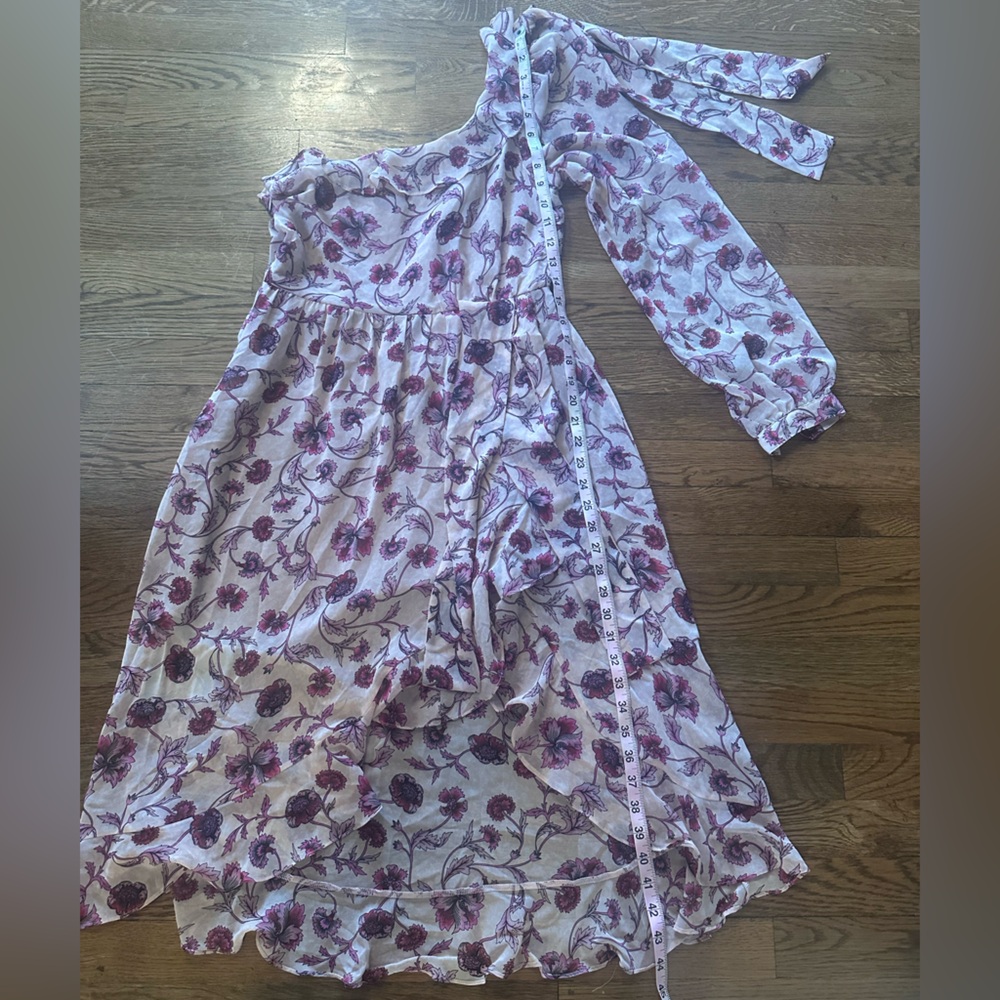 NWT For Love And Lemons Pink Floral One-Shoulder Midi Dress - Picture 12 of 12